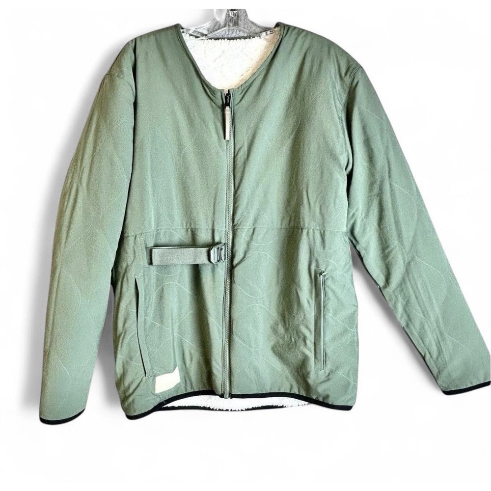 Adidas Adicross Reversible Jacket Men Medium White Green HF9105 Sherpa Lined